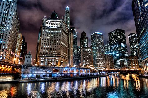 City buildings, city view at night time, dark, cityscape, illuminated. City Desktop Backgrounds - Wallpaper Cave