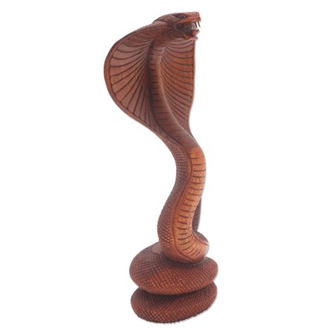 Hand Carved Cobra Sculpture From Bali Artisan About To Strike Novica