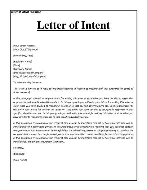 Download sample letter of intent job application in word format. letter of intent for job application template - Prahu