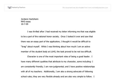 This is only an example and should not be seen as perfect or flawless. National Junior Honor Society Essay Examples - Njhs Essay