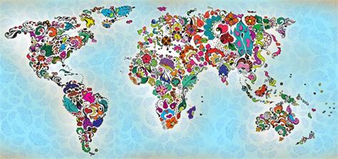 40 Creative Remakes Of The World Map Hongkiat World Map Art Flower