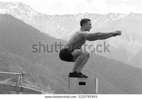 Motion Shot Shirtless Athlete Working Out Stock Photo 1225785943