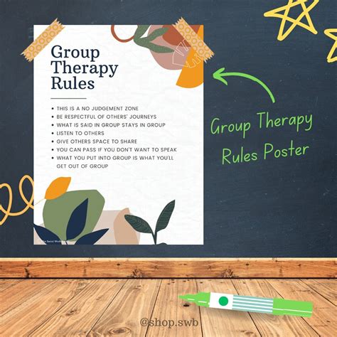 Group Therapy Rules Poster Sign For Social Workers Etsy
