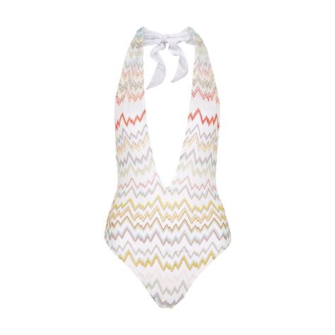 Missoni Zigzag Metallic Fine Knit Swimsuit Multicoloured Editorialist