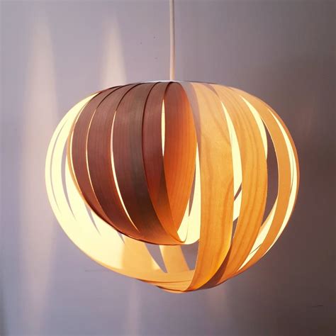Wood Veneer Lamp Hanging Light Shade Scandinavian Etsy Canada