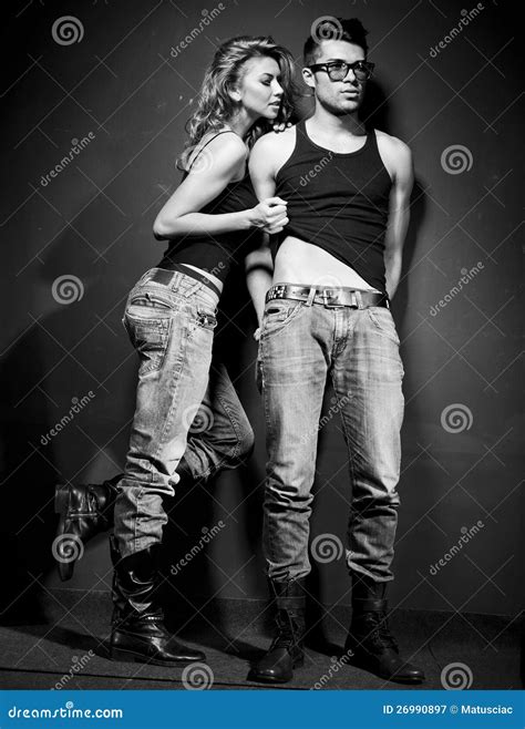 Sexy Man And Woman Doing A Fashion Photo Shoot Royalty Free Stock