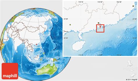 Physical Location Map Of Macau Highlighted Continent