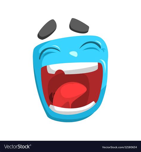 Laughing Blue Emoji Cartoon Square Funny Emotional