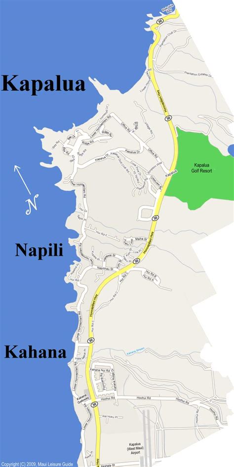 Kapalua Maui Map Map Of Kapalua Including Napili And Kahana
