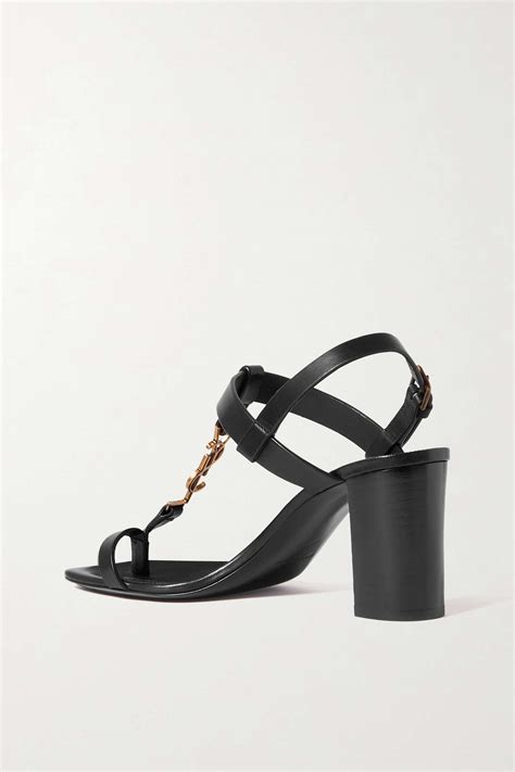saint laurent cassandra logo embellished leather sandals net a porter