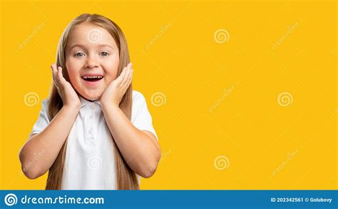 Amused Kid Perfect Surprise Wow Impressed Girl Stock Image Image Of