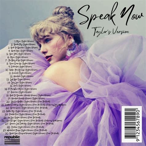 Taylor Swift Speak Now Taylor S Version Album Tracklist Fan Made In 2023 Taylor Swift