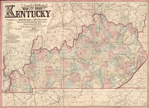 Lloyds Official Map Of The State Of Kentucky Compiled From Actual