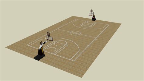 Nba Court With Baskets Open Space Around The Court Colours Are
