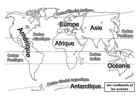 Continents Et Océans Continents Et Océans Carte Du Monde A Imprimer