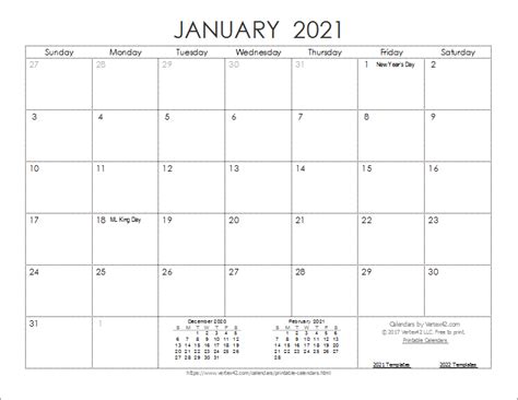 Days of the week appear at the top of the template for quick weekly planning. 2021 Calendar Templates and Images