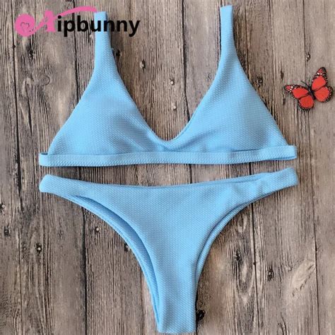 Aipbunny Sexy Solid European Strappy Micro Thong Bikinis Set 2018 Women