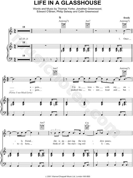 Radiohead Life In A Glasshouse Sheet Music In C Major Download And Print Sku Mn0044384