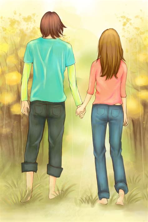 Cute Cartoon Couples Holding Hands