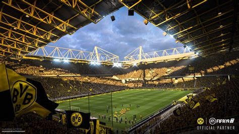 Der signal iduna park in dortmund, heimspielstätte. A parceria entre o Borussia Dortmund e FIFA 19 é oficial