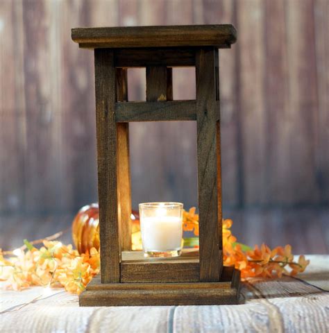 Rustic Wood Candle Lantern Wedding Jar Lanternrustic Etsy Wood