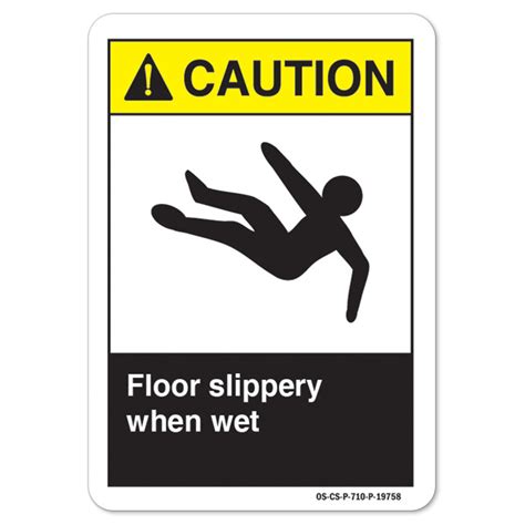 floor slippery when wet ansi caution sign metal plastic decal 16 99 picclick