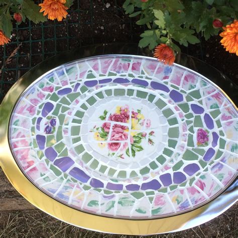 Rose Floral Oval Metal Tray By Elvasgarden On Etsy Mosaic Tray Glass