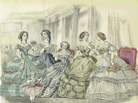 Women At A Ball Wearing Victorian Era Dresse Drawing By Steve Estvanik