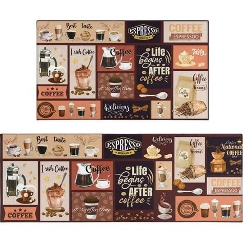 Coffee Themed Kitchen Rugs And Mats Non Slip Washable Anti Fatigue