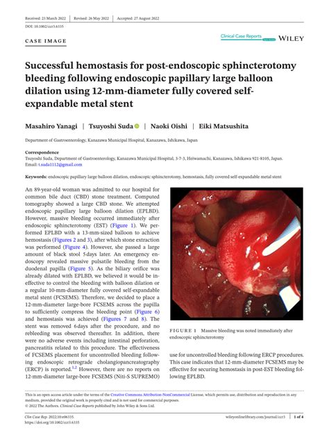 Pdf Successful Hemostasis For Postendoscopic Sphincterotomy Bleeding