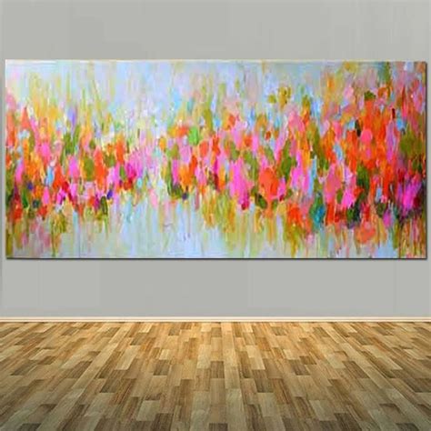 Large Size Hand Painted Abstract Flower Oil Painting On Canvas Pink