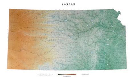 Kansas Topographical Wall Map By Raven Maps 35 X 58 4995 Picclick
