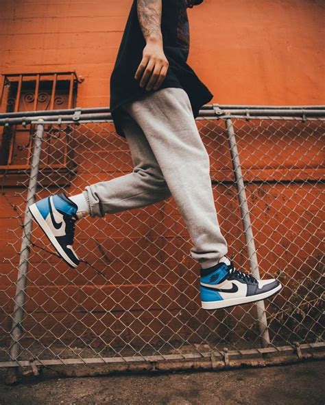 Jordan 1 Retro High Obsidian Unc Streetwear Men Outfits Jordan 1