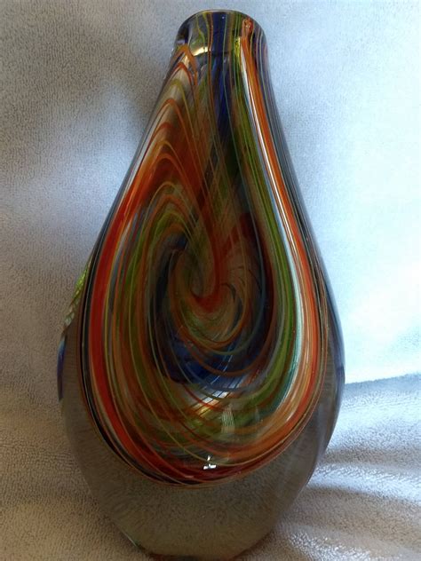 Murano Multi Colored Swirl Teardrop Vase Etsy