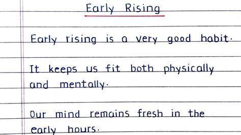 Early Rising Essay Early Rising Paragraph Essay On Early Rising