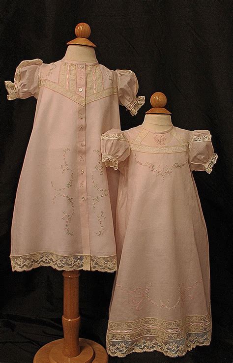 Ms Dots Pink Baby Daygowns With Lace Hems Farmhouse Fabrics Llc