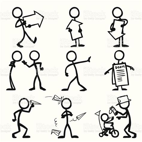 Stickfigures Showing Emoting And Displaying Messages Stick Figures