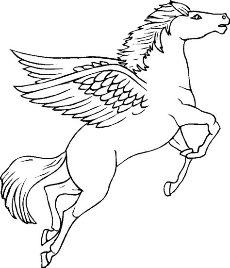 A Black And White Drawing Of A Horse With Wings On Its Back Legs