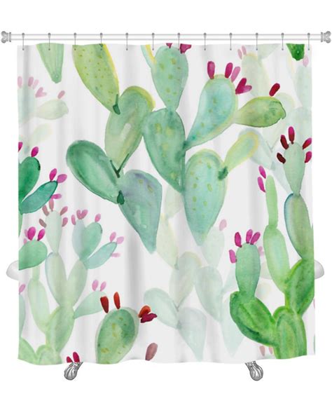 Gp Shower Curtain Watercolor Cactus Pattern
