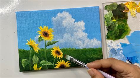 Sunflower Paintingstudio Ghibli Scenecloud Painting Techniqueacrylic