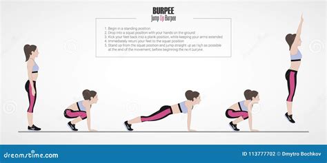 Burpee Girl Exercise Colorful Concept Of Female Home Workout Royalty