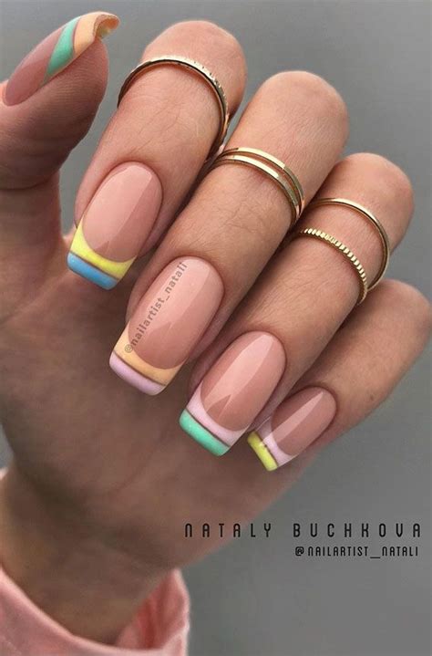 26 Pastel Double Line French Tip What Do You Like Most In The Summer