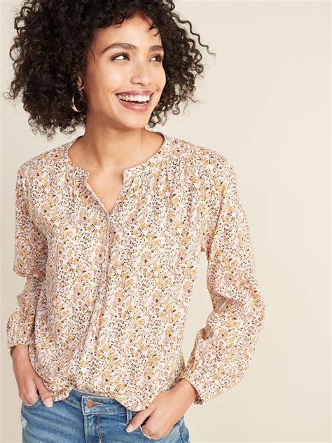 Oversized Floral-Print Button-Front Blouse for Women | Old Navy in 2020 | Blouses for women ...