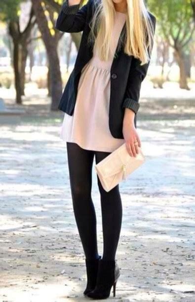 Light Pink Dress With Black Tights Ar