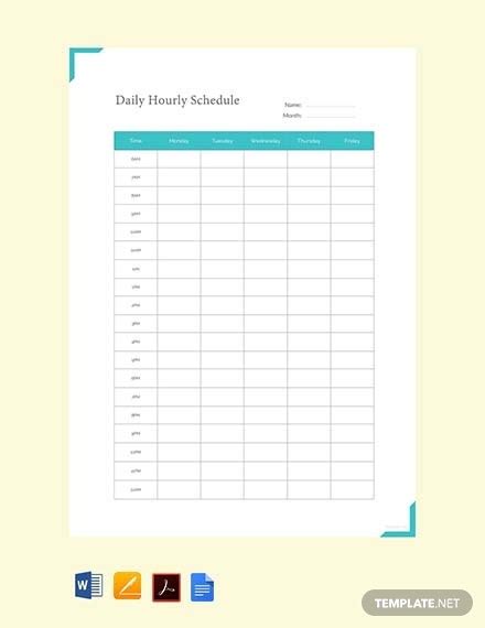 Free Printable Daily Hourly Schedule Template Free Printable Templates