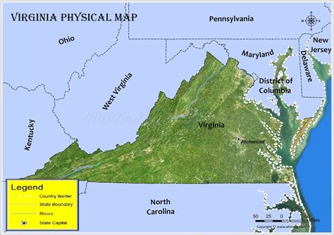 Virginia Physical Map A Physical Map Of The Virginia Shows The