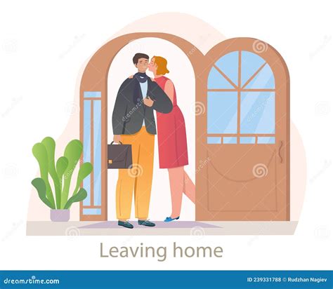 Wife Leaving Husband Alone Breakup And Separation Vector