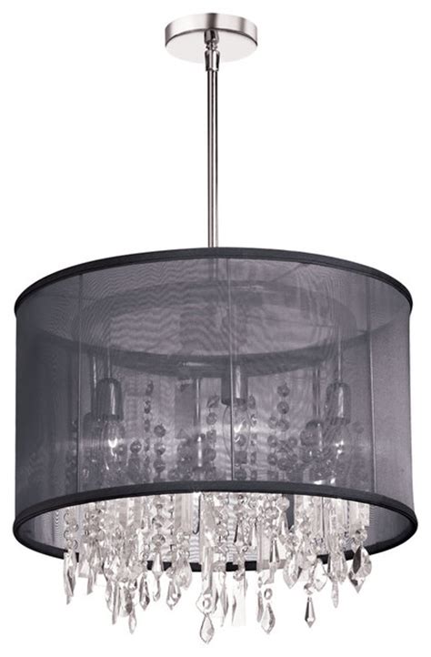 Cheap pendant lights, buy quality lights & lighting directly from china suppliers:new modern luxury crystal pendant lights round kitchen leighton inverted drum crystal pendant lamp fixture pendant lighting b007 enjoy free shipping worldwide! 6 Light Crystal Chandelier, Black Organza Drum Shade ...