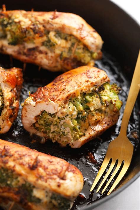 broccoli and cheese stuffed chicken breast fit foodie finds