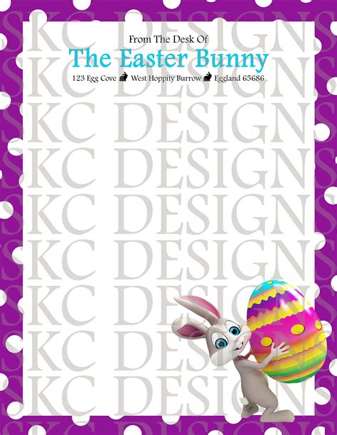Easter Bunny Letterhead Printable Immediate Download Etsy